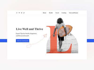 Lifestyle Website Hero design hero interface design landing page magazine minimal minimalist ui ux web website website design