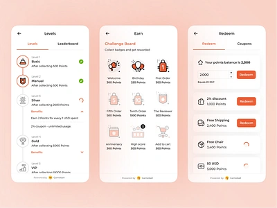 Gameball - Widget V3.0 app badges benefits discount earn figma free gamification leaderboard levels points redeem rewards shipping ui ux ux design vouchers web widget