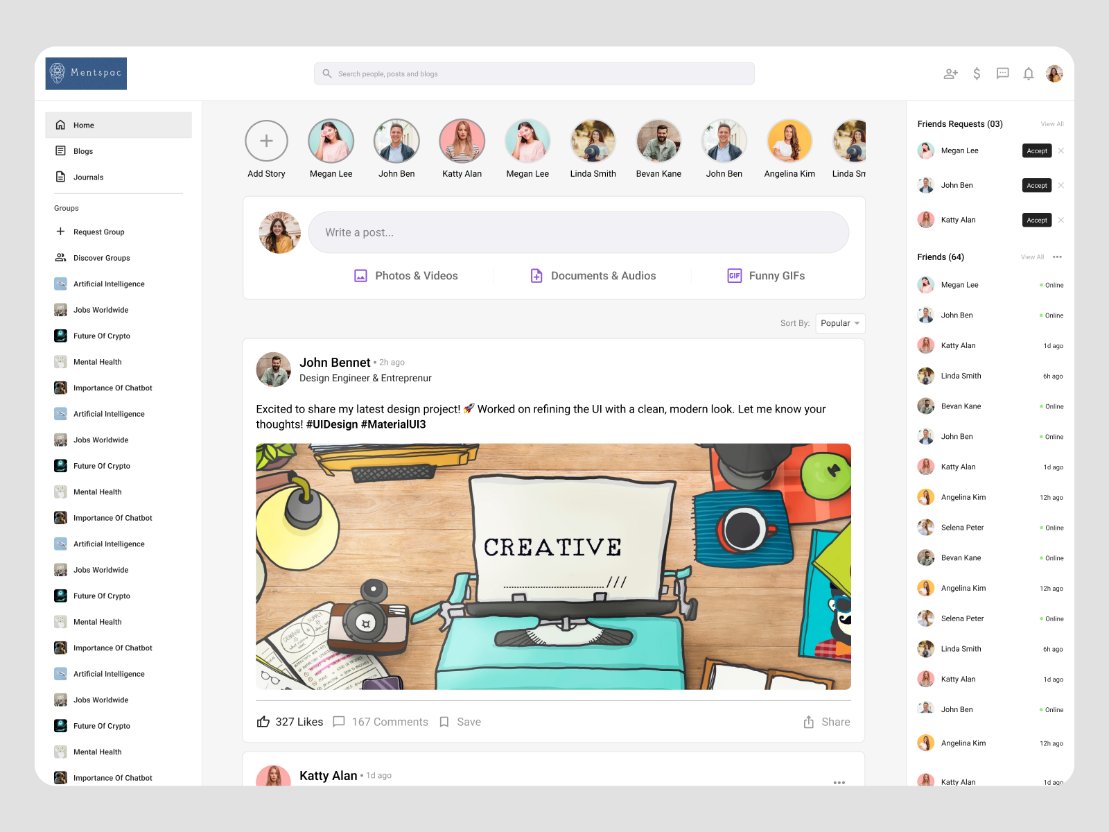 Social Media Platform UI Design | Desktop Experience clean ui community platform dashboard ui desktop ui feed design figma design home feed minimal design product design saas design social media app social media clone website social media platform ui design social network ui social platform ui ux design user interface ux design web app design web design