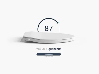 Smart toilet seat website design bathroom branding clean gut health hardware design health health brand health score health tech health tech website health tracking hero design minimal simple design smart toilet seat toilet seat design website hero design