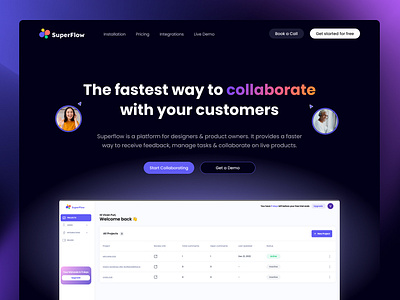 Superflow - Landing Page bold design flow interface startup tool ui uitrends ux web web design website