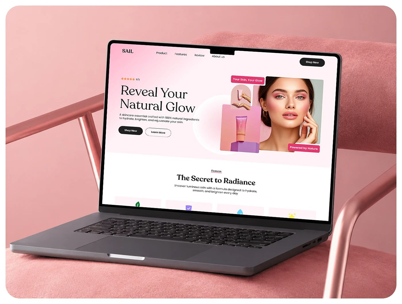 Example of Sail Skincare Landing Page