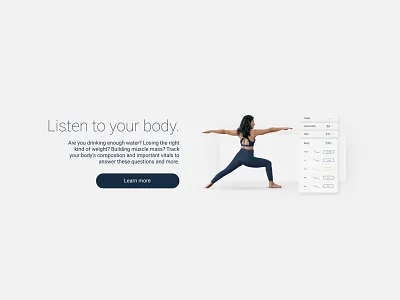 Listen to your body - Health tech bathroom body branding clean graphics design exercise health health brand health score health tech health tracking health ui human minimal brand pilates stretching ui website design woman yoga