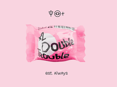 Double Trouble 3d blender confusion gum humiliation illustration logo psychology typography