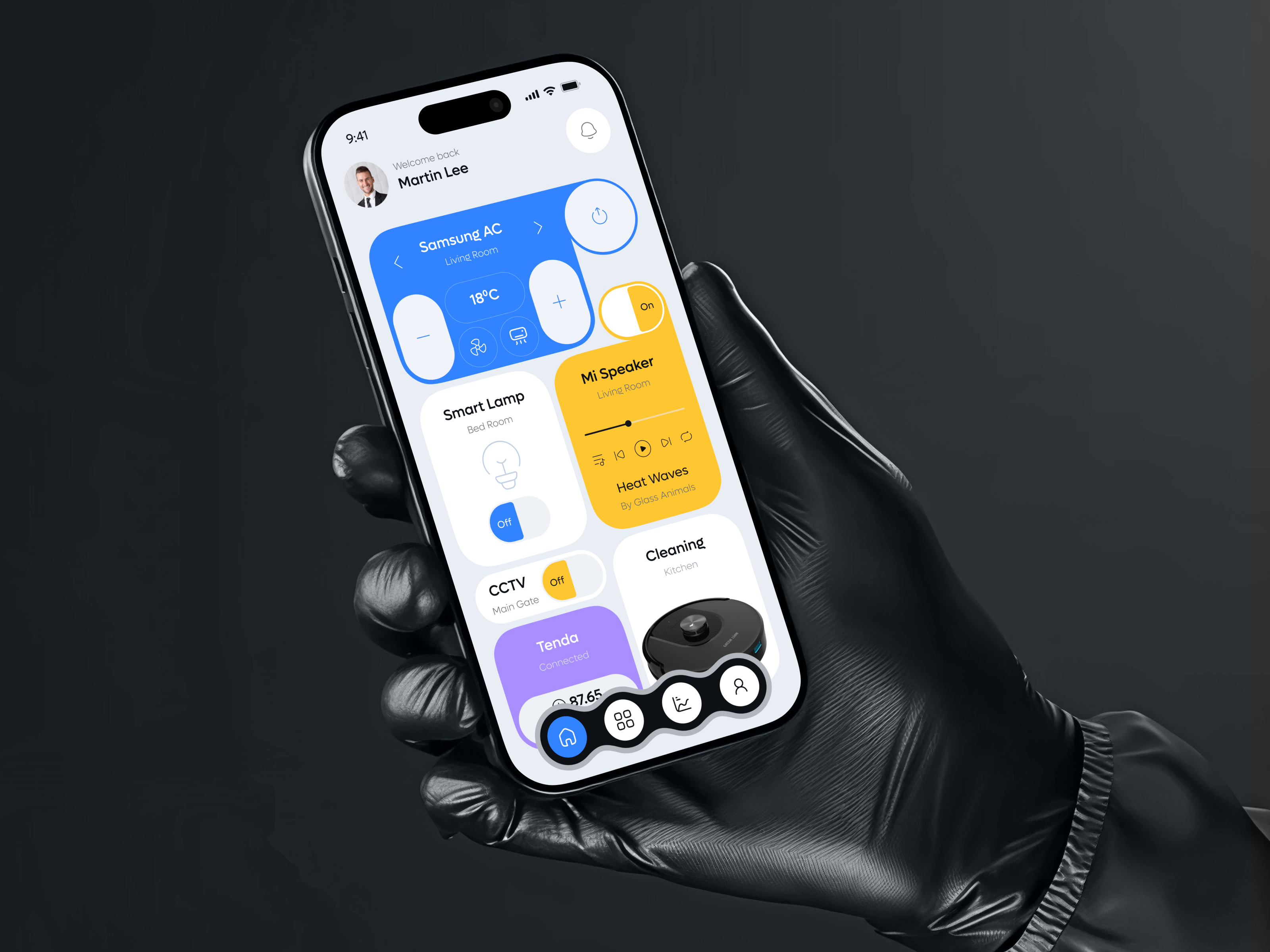Smart Home Control Mobile App | IoT Dashboard, Home Automation app concept cctv connected home device control figma home automation home control iot minimal ui mobile dashboard mobile interface product design robot vacuum smart ac smart home smart lighting smart living smart speaker ui inspiration ux design