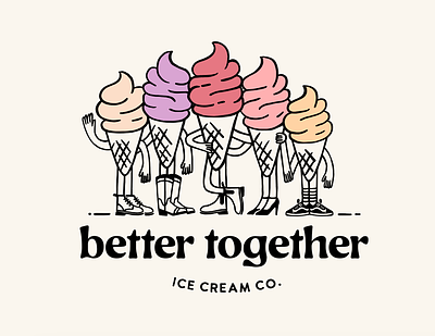 Better Together Ice Cream Co better together branding colorful design fun ice cream illustration logo playful together vector
