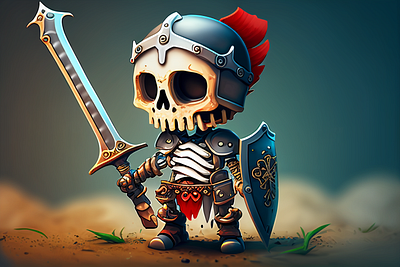 Skeleton adobe ai art artwork cartoon character comic design digitalart digitalillustration drawing fantasy graphic design illustration nft nftart skeleton warrior weapon