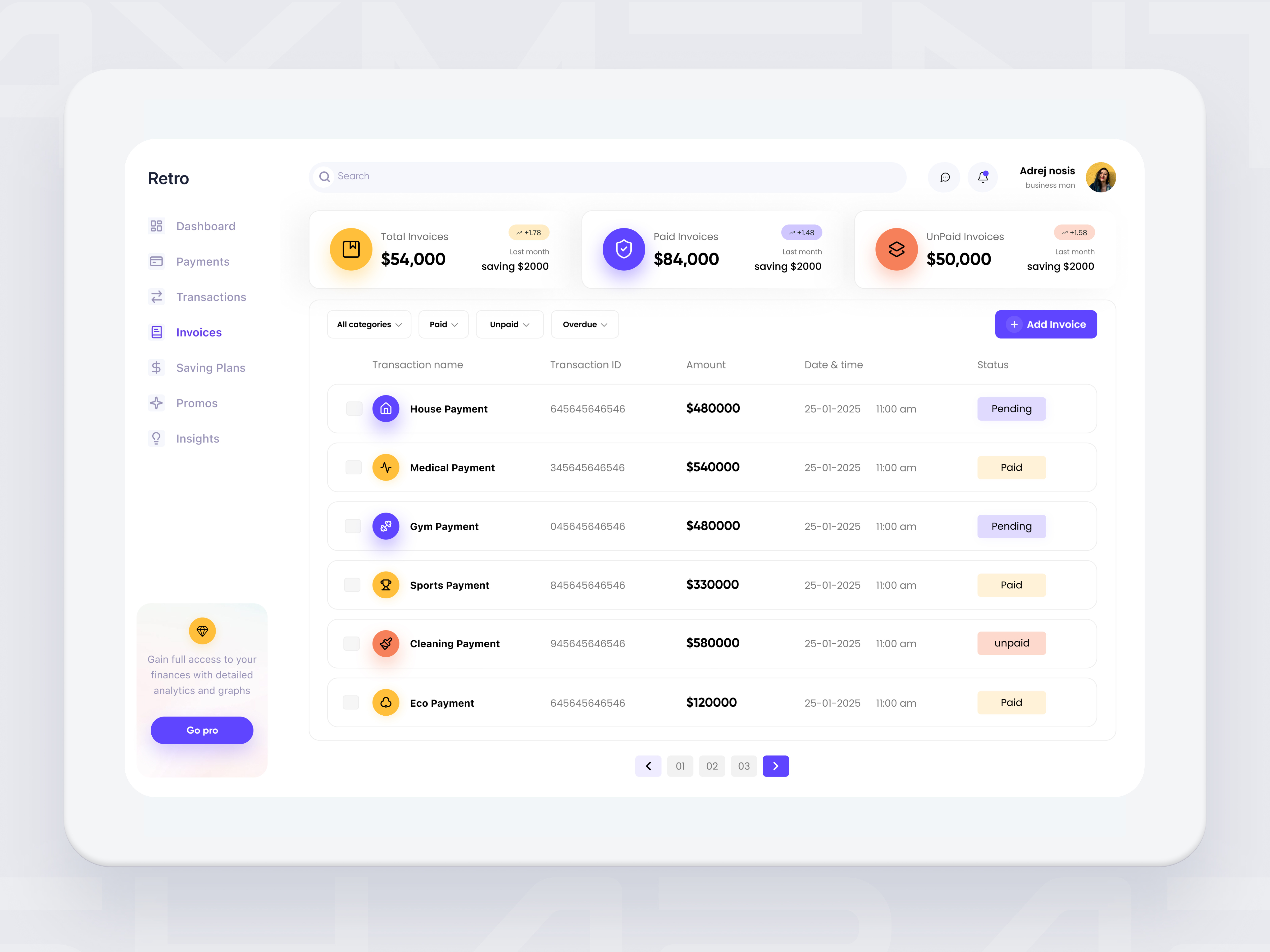 Retro Invoices app billing clean design create invoice crm dashboard homepage invoice invoice creating page design invoice design invoice details invoice management invoicing online transaction product design recurring invoice ui uiux uxui website