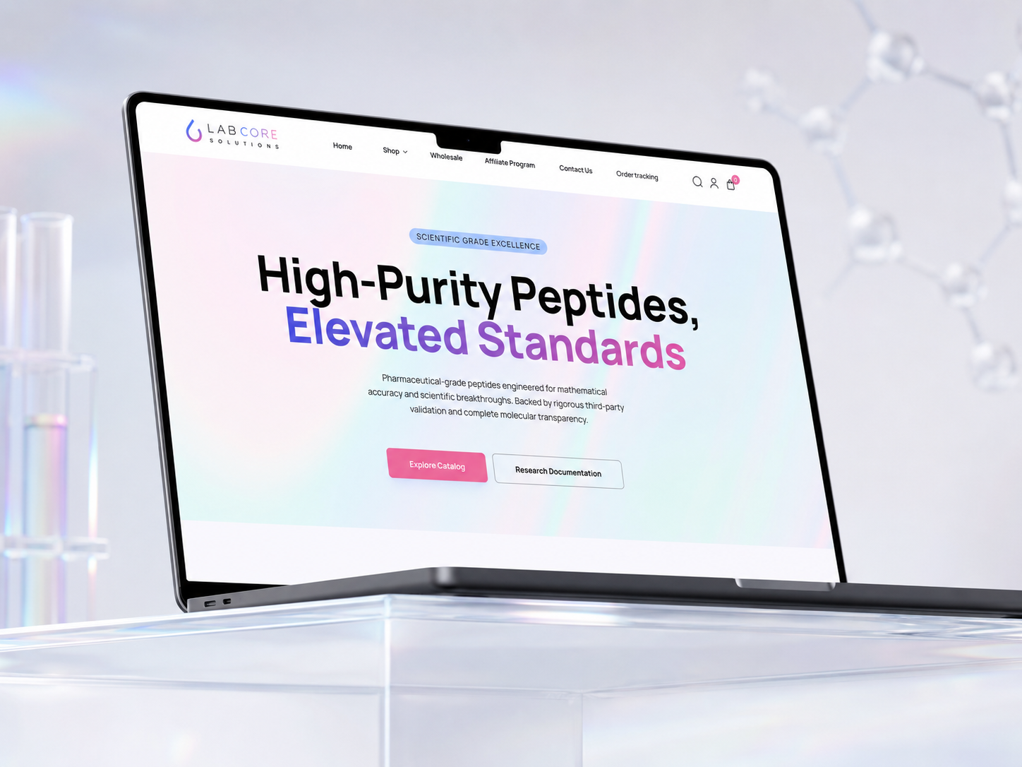 Labcore Solutions - Peptide E-Commerce Website Design branding design graphic design logo peptide design peptides peptides website web design website website design woocommerce wordpress wordpress developer