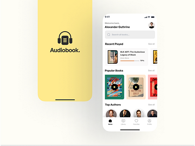 Audiobook App 3d animation branding graphic design logo motion graphics ui