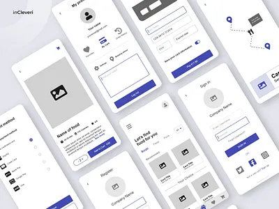 Food App - Wireframe app branding creativity delivery app design figma food food app food delivery food delivery app illustration logo mobile app mobile wireframe ui ux webdesign wireframe