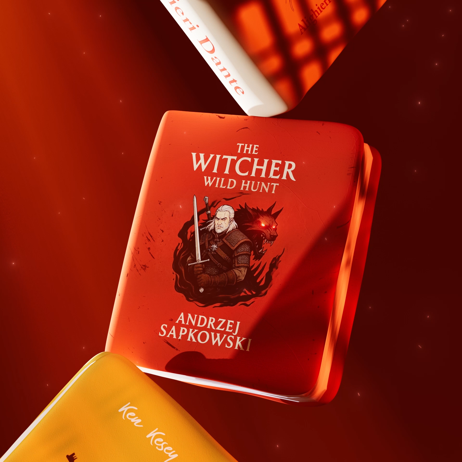 The Witcher: Wild Hunt — Stylized 3D Cover 3d 3d book andrzej sapkowski art toy book cover book design claymorphism daily ui editorial design fantasy art geralt of rivia mini book pop culture scratches stylized art stylized book textures the witcher tiny book wild hunt