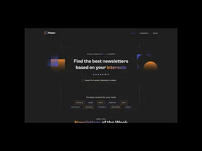 Platter Hero Section Homepage dark design header hero homepage illustration interface landing minimalist newsletter section ui ux