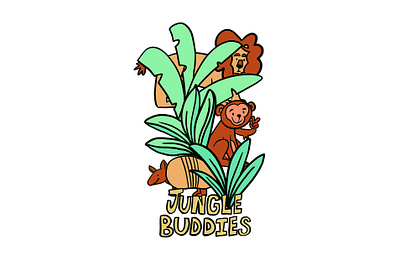 Jungle Buddies animal armadillo illustration lion monkey