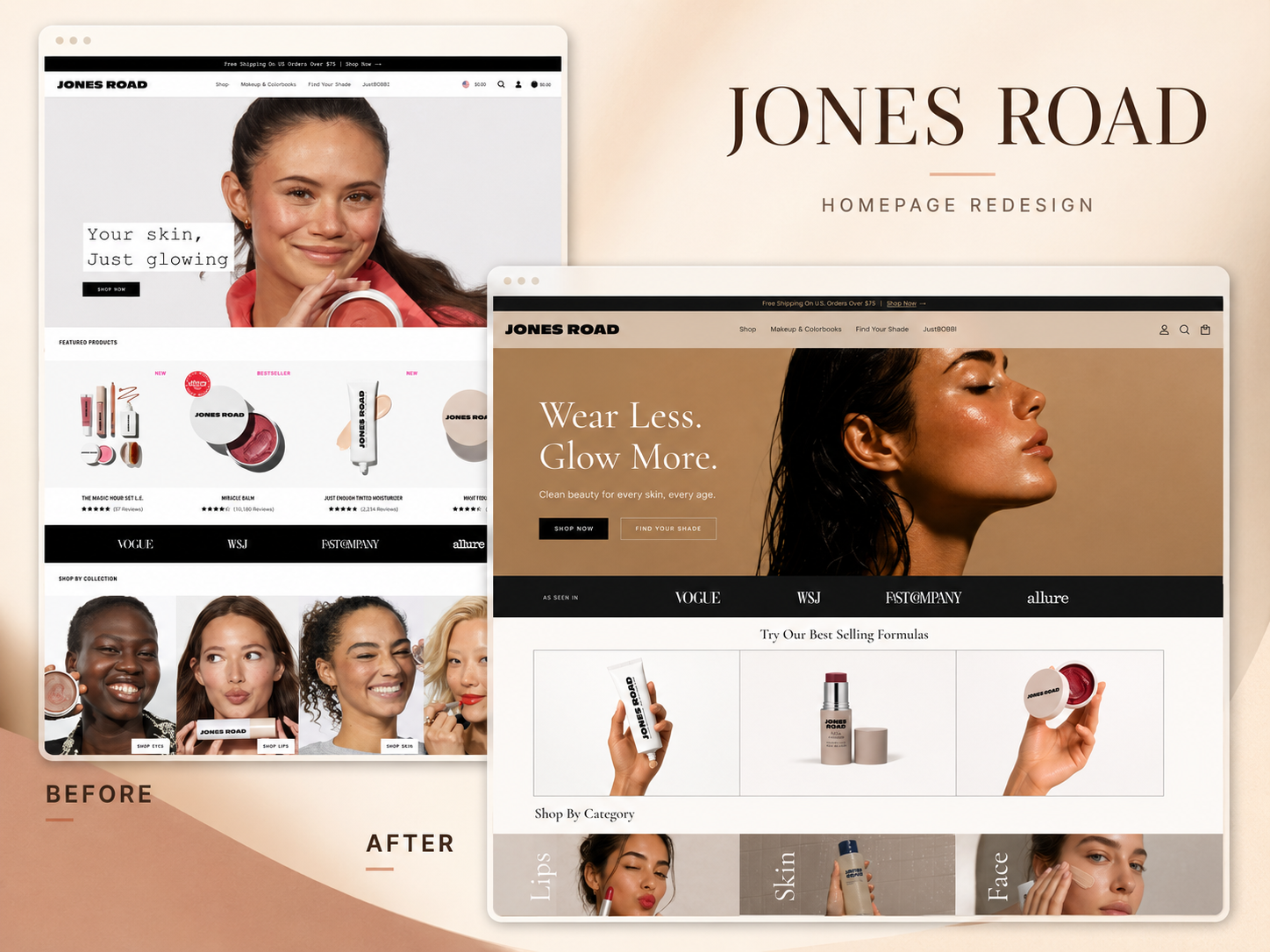 Jones Road Beauty — E-commerce Homepage Redesign app branding design graphic design illustration logo typography ui ux