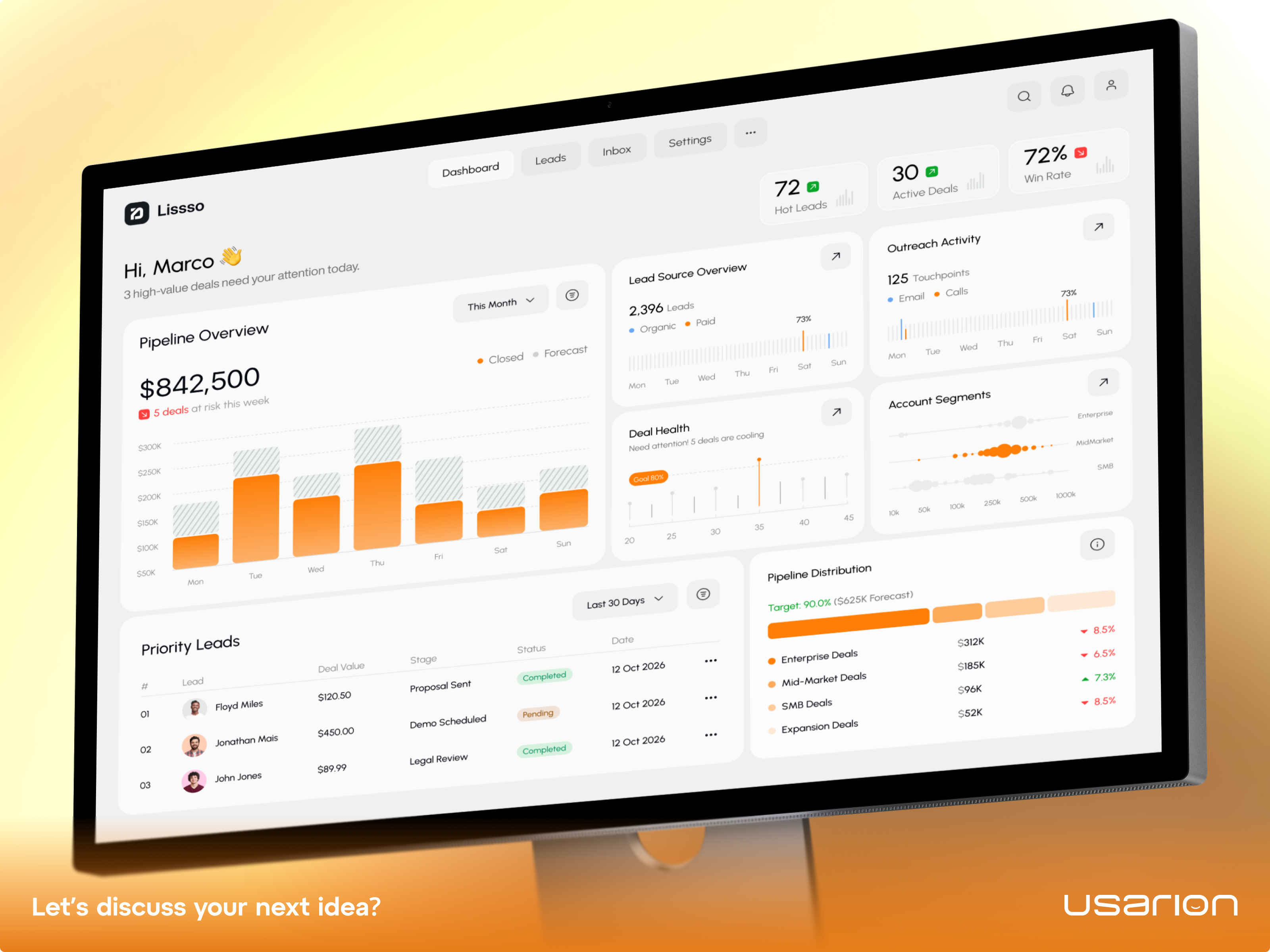 CRM Dashboard UI for Sales Pipeline SaaS admin panel analytics ui b2b software chart design crm dashboard dashboard design data visualization fintech ui lead management pipeline ui product design revenue dashboard saas dashboard sales dashboard ui design user interface ux ui web app ui
