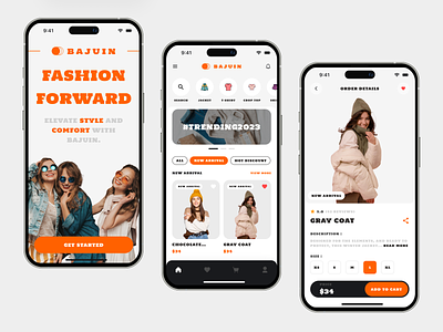 Bajuin - Mobile App add to cart clean clothing clothing brand e commerce e commerce design ecommerce ecommerce business fashion market place minimal mobile app mobile design online shop online store product page shop shopfy shopping store