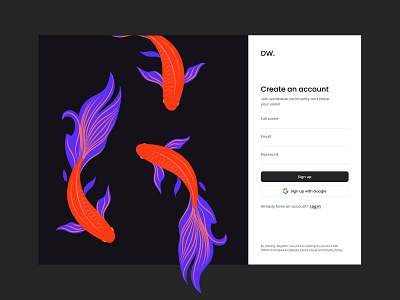 Art Sharing App - Sign Up Form app art challenge daily challenge dailyui design form illustration log in sign in sign up ui web app