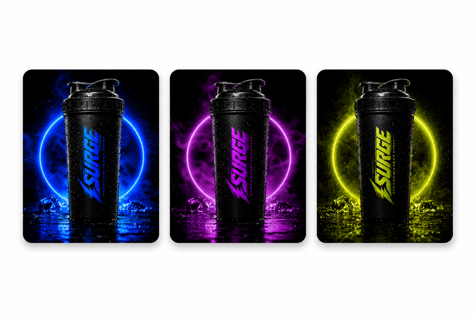 SURGE — Energy/Fitness Drink Packaging Design, Brand Identity banner brand identity branding drink fitness food gradient health lepisov logo mockup motion graphics packaging poster product mockup product photography slabpixel typography ui design wellness