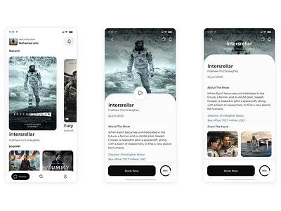 Cinema app UI mobile ui