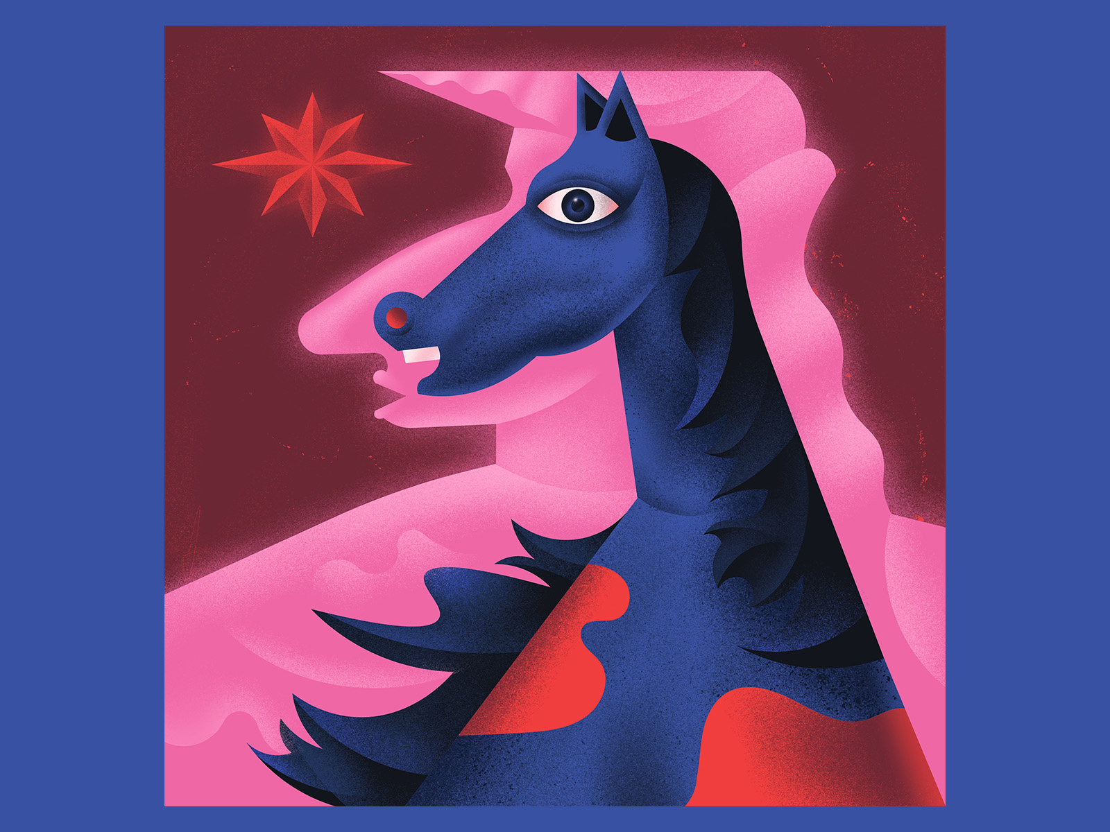 The One That is Present 💫 adobe animal article color colorful digitalart editorial eye gradient grain horse illustration illustrator magazine procreate shading spirit star vector