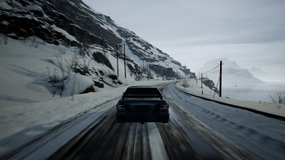 Car Simulation animation car cinematic ice peak lake mountain render simulation snow unreal engine