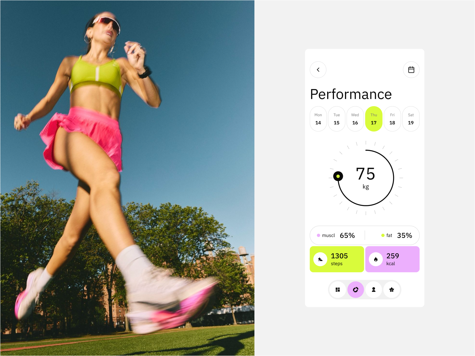 Dynamic Workout Dashboard UI activity tracker app design clean design daily goals dashboard data visualization figma fitness app health tracker ios mobile app running app sport statistics ui ux vibrant ui workout