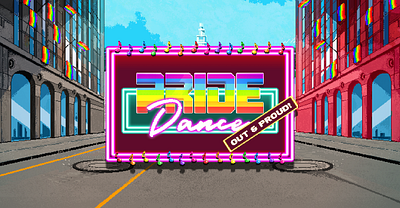 Pride Dance Out & Proud - Character Animations and VFX animation arcade dance game inclusive just dance lgbtqia motion graphics nintendo switch pixel pixel art pride queer rainbow rythm rythm game videogame videogame design