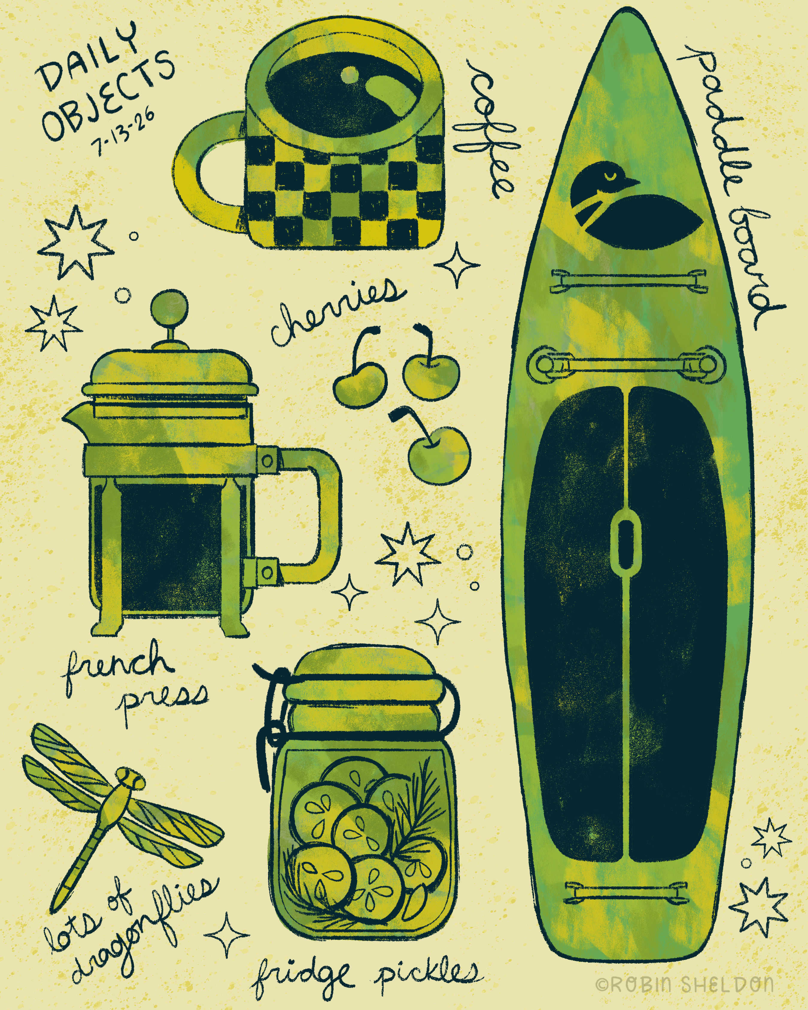 Daily Objects Day 1 cute digital illustration icons illustration robin sheldon sketch sketchbook