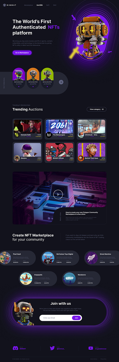 NFT Marketplace landing page design webdesign website