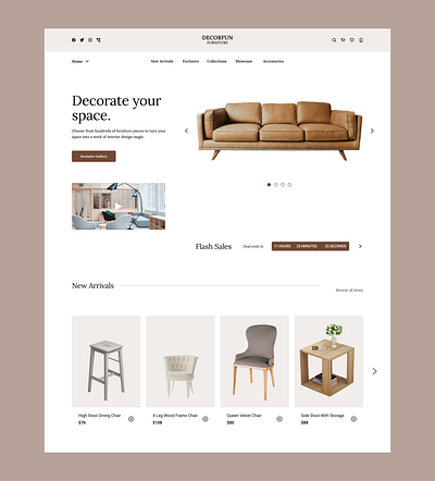 Decorfun - Furniture Landing Page Design design ui ux