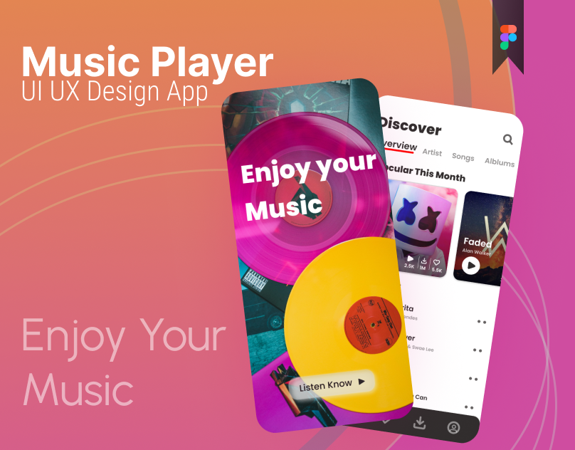 Music Player app Design app branding design graphic design illustration logo typography ui ux vector