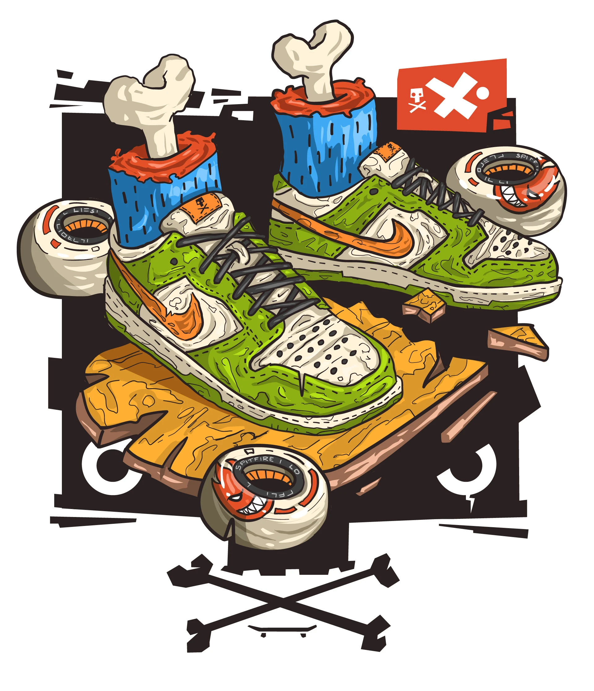 taht happened t-shirt design drawing funky illustration kirpluk nike skate t shirt tshirt vector zombie