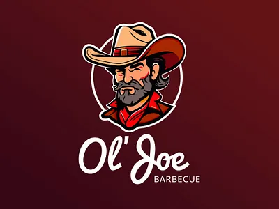 Ol' Joe BBQ branding character character design cowboy design graphic design icon illustration logo logo design macho mascot mascot design men restaurant vector wild west