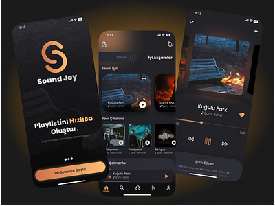 SoundJoy - Mobile Music Streaming App app design graphic design mobile app mobile app design music music streaming songs typography ui ux