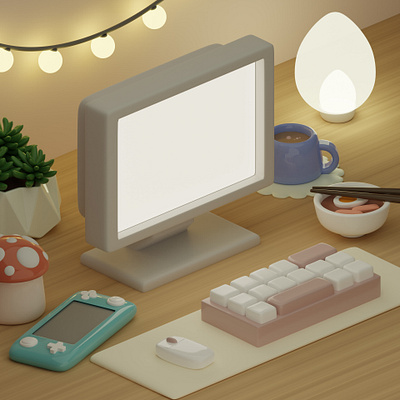 Cosy Desk [Blender] 3d beginner blender design render