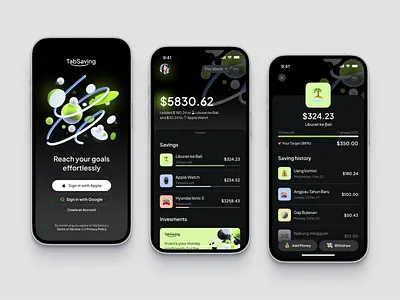 💵 TabSaving - Financial Saving App app app design bold clean dark dark mode digital saving finance finance app finance mobile finance ui mobile app money money management savings ui uiux