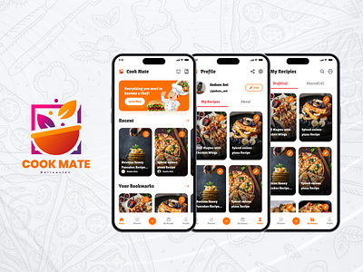 COOK MATE app design food graphic design mobile mobileapp ui uiux ux web