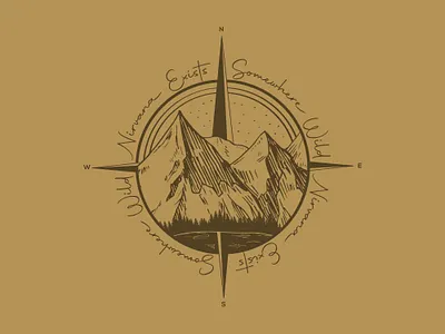 Nirvana Exists Somewhere Wild branding compass illustration mountains nirvana sticker wild