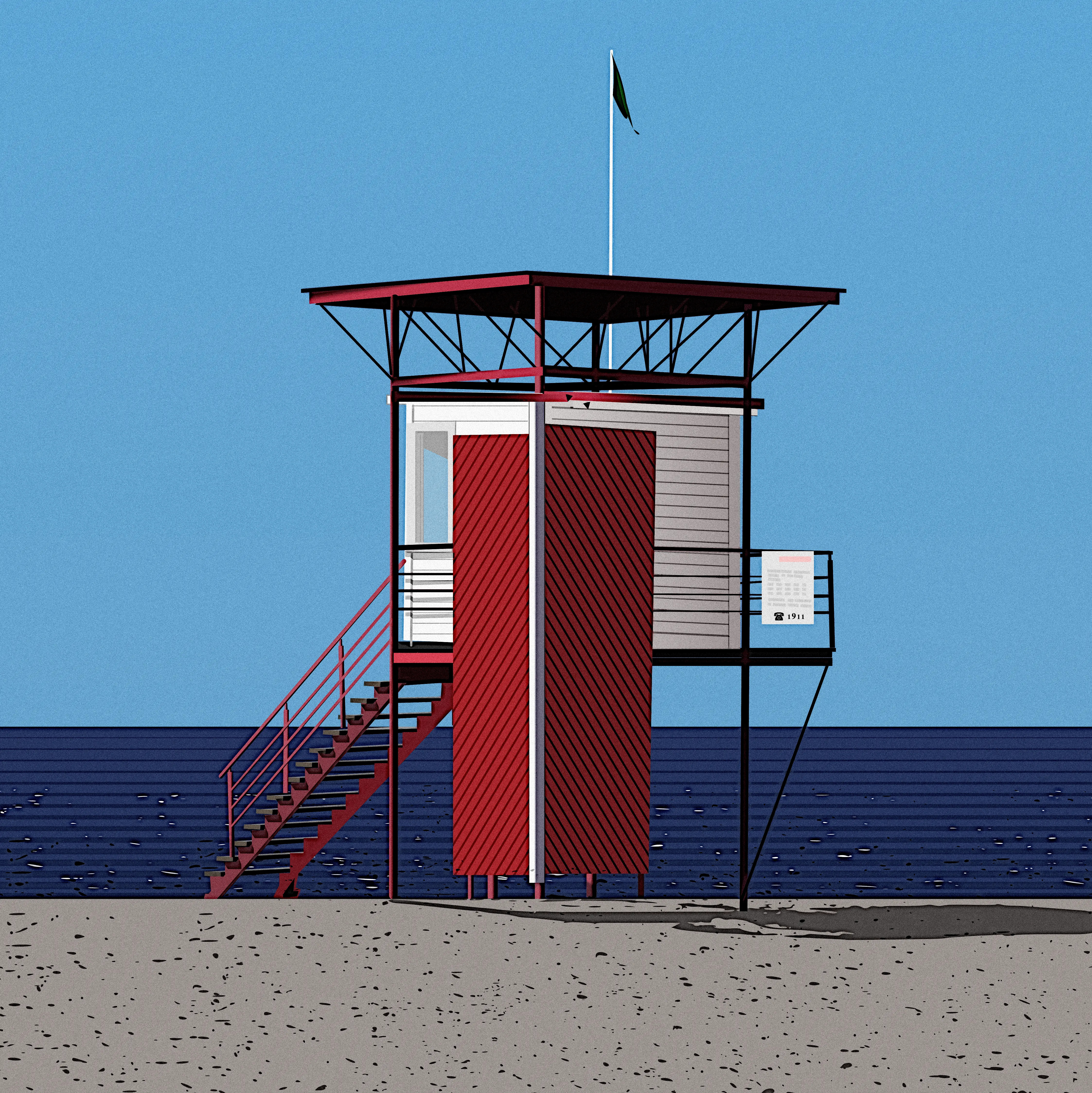 On The Beach beach estonia illustration noise rescue rescue station shunte88 vector