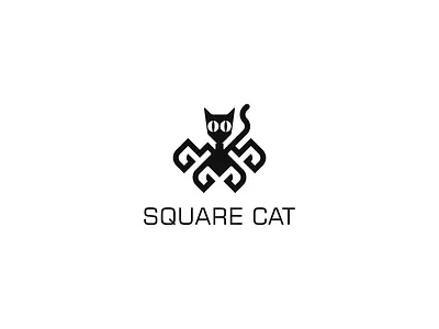 Square Black Cat Logo Concept black branding cat fun graphic design logo logodesign square vector