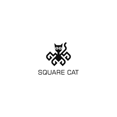 Square Black Cat Logo Concept black branding cat fun graphic design logo logodesign square vector