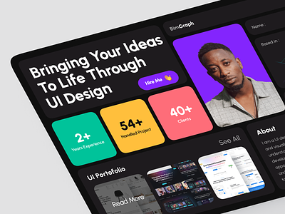 BimGraph - Portfolio Website creative cv dark dark mode design designer landing page minimal page personal portfolio resume site ui ui designer ux web web design website website design