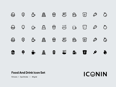 Iconin : Food And Drink Icon Set app icons flat icons icon icon illustration icon pack iconin iconography icons icons set illustration line icons stroke icons