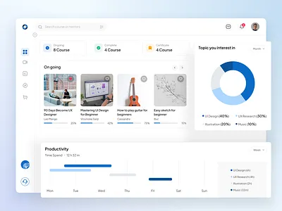 Skillup - Floating Homepage course dashboard ecourse elearning learning app learning management system learning platform learning website lms ui web website