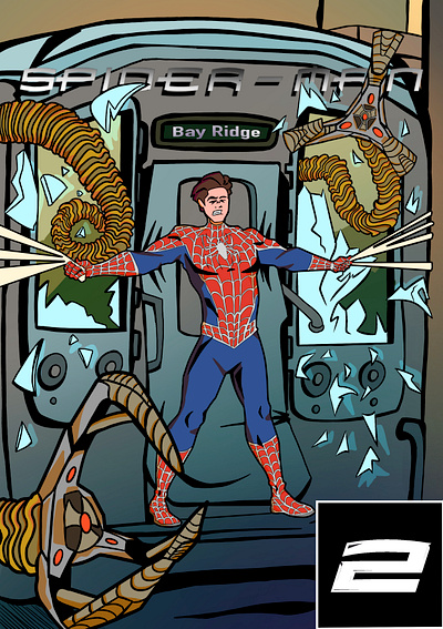 Spider-Man 2 Inspired Comic Book Cover animation art artwork colored artwork comic comic book comic cover cover art dc comics drawing illustration inked artwork marvel spider man spiderverse superhero