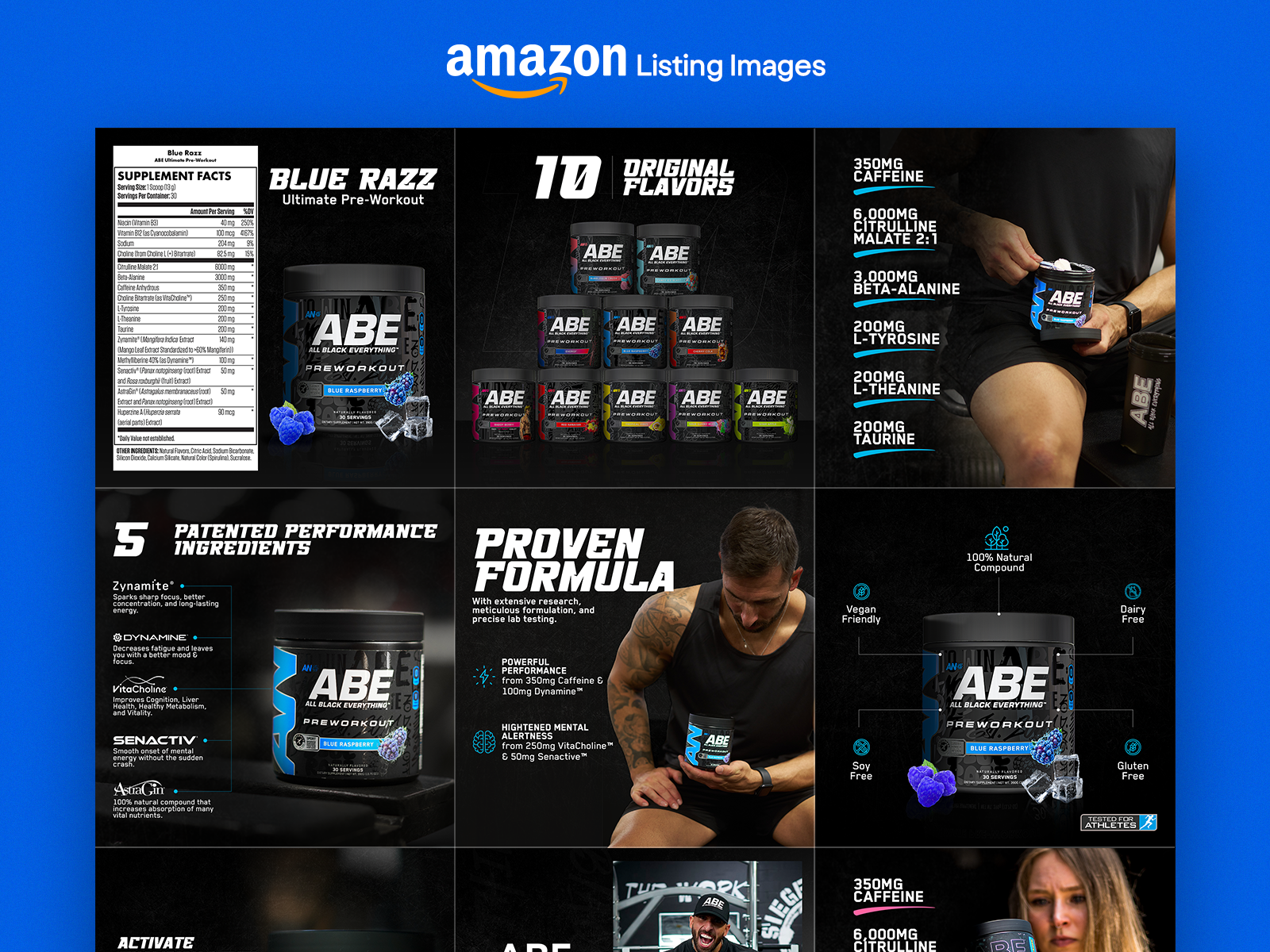 Amazon Listing Images (Pre Workout) amazon listing branding design graphic design infographics layout typography