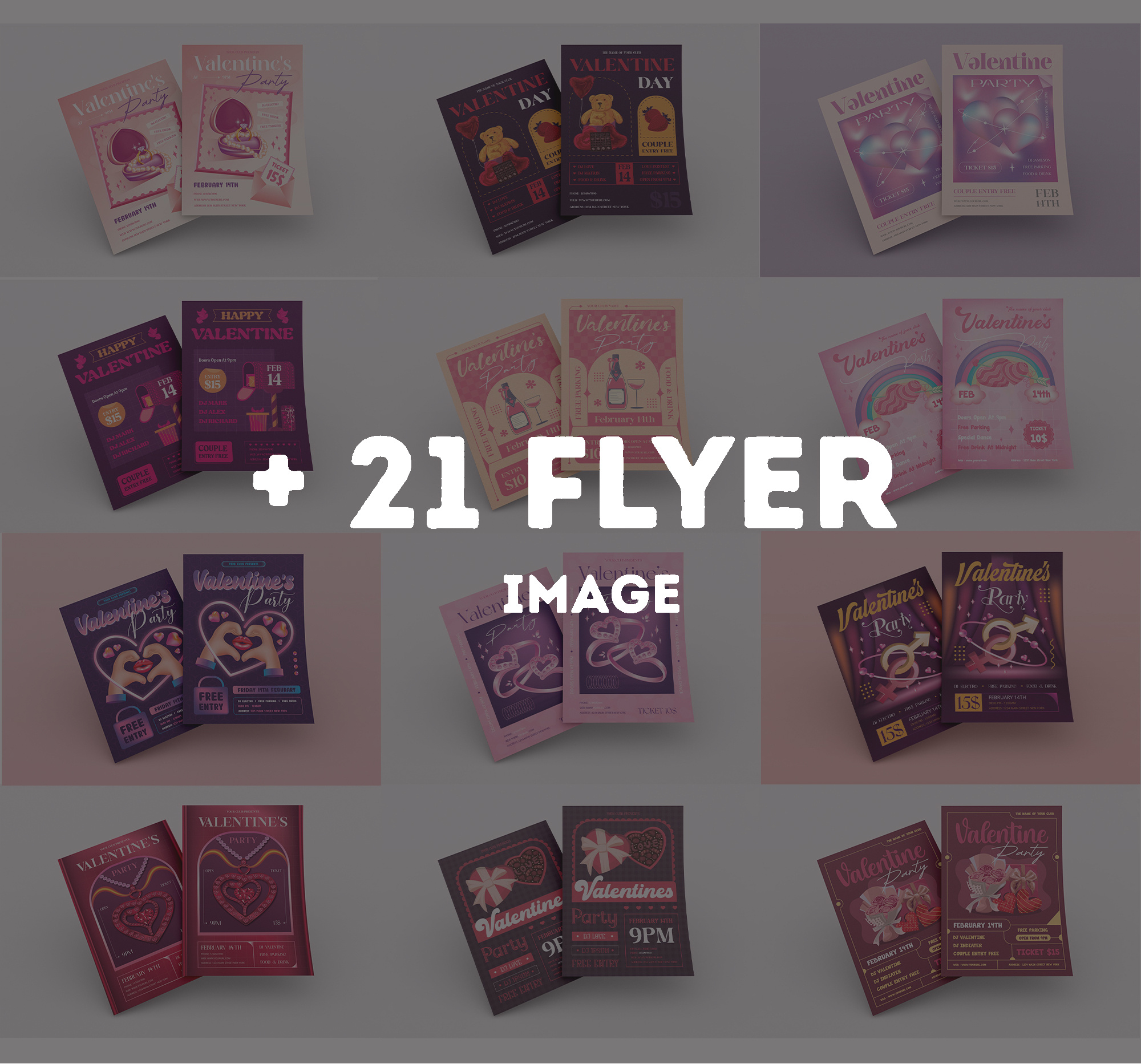 Valentine's Day Flyers design graphic design illustration