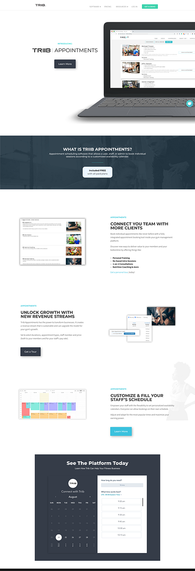 Triib: Appointments Full LP app branding design fitness gym mobile app personal trainer saas ui web design web development