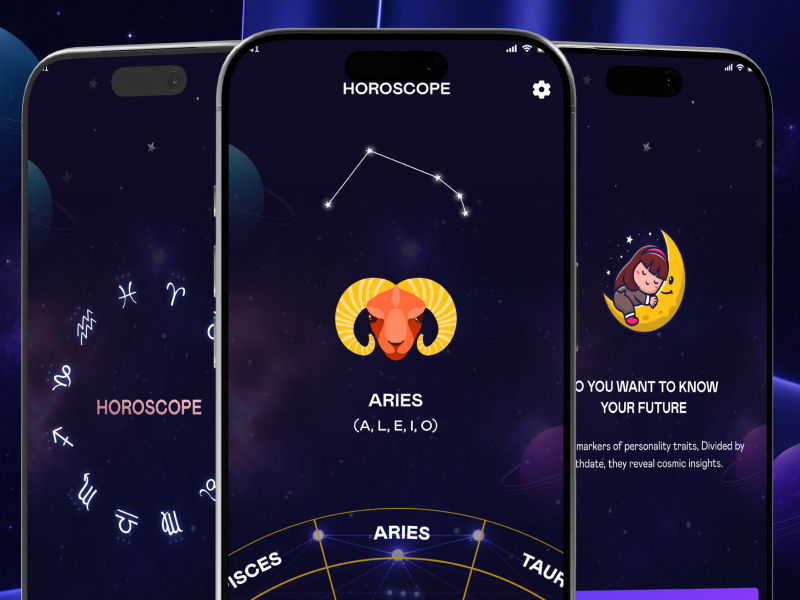 Horoscope & Astrology Mobile App Design app design app interfaces best app design creative app home screen horoscope app mobile app ui mobile design mobile ui mobile ui design mobile ux modern ui ui ui ux design ux